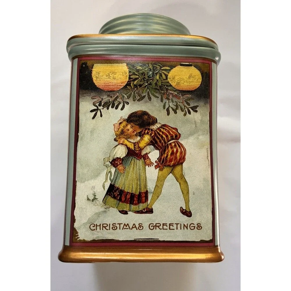 Vintage Oneida Sakura Holiday Memories Ceramic Stoneware Canister